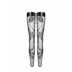 Bas Autofixants En Tulle Ornés De Velours & Fixation Wetlook – Noir Handmade -Sextoys boutique bas autofixants en tulle ornes de velours fixation wetlook noir handmade 3