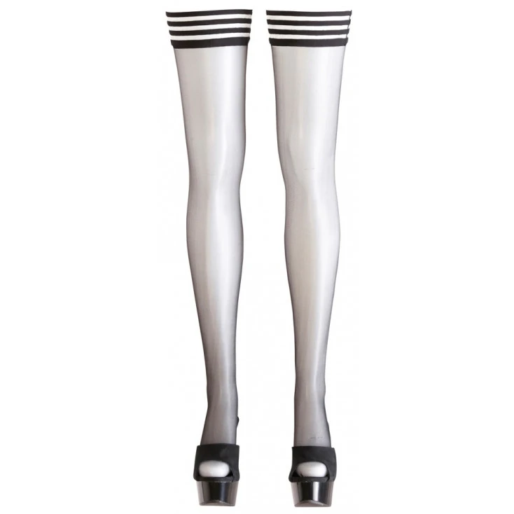 Bas Autofixants Jarretières Rayées - Cottelli Collection 2 Bas Autofixants Jarretières Rayées - Cottelli Collection – Image 2