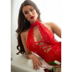 Body Ouvert En Dentelle Rouge - Leg Avenue -Sextoys boutique body 7
