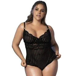 Body Noir à Rayures Transparentes – Mapalé -Sextoys boutique body noir rayures transparentes mapale 2