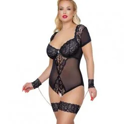 Body Ouvert Avec Menottes Courbes Généreuses - Cottelli Collection