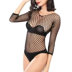 Body Tanga Large Résille Manches Longues