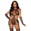 Bodystocking En Résille Effet Porte-Jarretelles Avec Mitaines - Leg Avenue