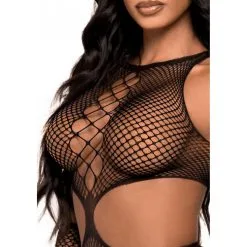 Bodystocking En Résille Effet Porte-Jarretelles Avec Mitaines - Leg Avenue -Sextoys boutique bodystocking en resille effet porte jarretelles avec mitaines leg avenue 4