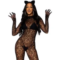Bodystocking En Résille Et Imprimé Léopard - Leg Avenue -Sextoys boutique bodystocking en resille et imprime leopard leg avenue 2
