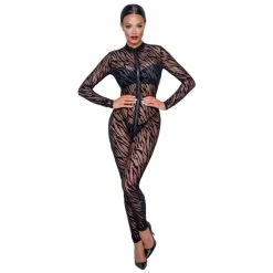 Bodystocking Ouvrable Imprimé Tigré – Noir Handmade