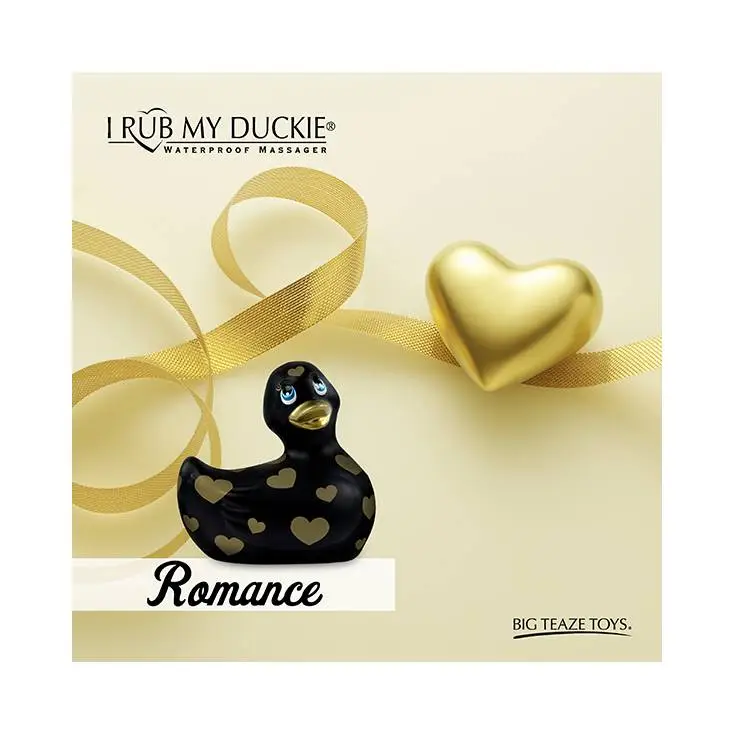 Canard Vibrant ‘I Rub My Duckie 2.0 Romance’ Noir Avec Cœurs Dorés – Big Teaze Toys 3 Canard Vibrant ‘I Rub My Duckie 2.0 Romance’ Noir Avec Cœurs Dorés – Big Teaze Toys – Image 3