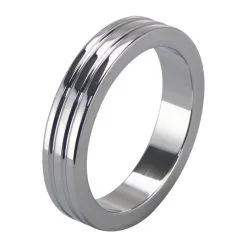 Cockring Plat Avec Rainures En Acier Inoxydable - 10 Mm De Largeur
