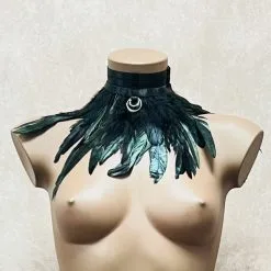 Collection Exclusive Paradise Boutik Collier Ras-De-Cou Avec Plumes Naturelles Et Anneaux