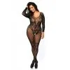 Combinaison Grande Taille En Résille Noire Ouverte Sur L'Intimité - Leg Avenue