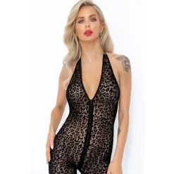 Combinaison Ouvrable à Motifs Léopard ‘Boudoir Stories’ – Noir Handmade -Sextoys boutique combinaison ouvrable a motifs leopard boudoir stories noir handmade 3