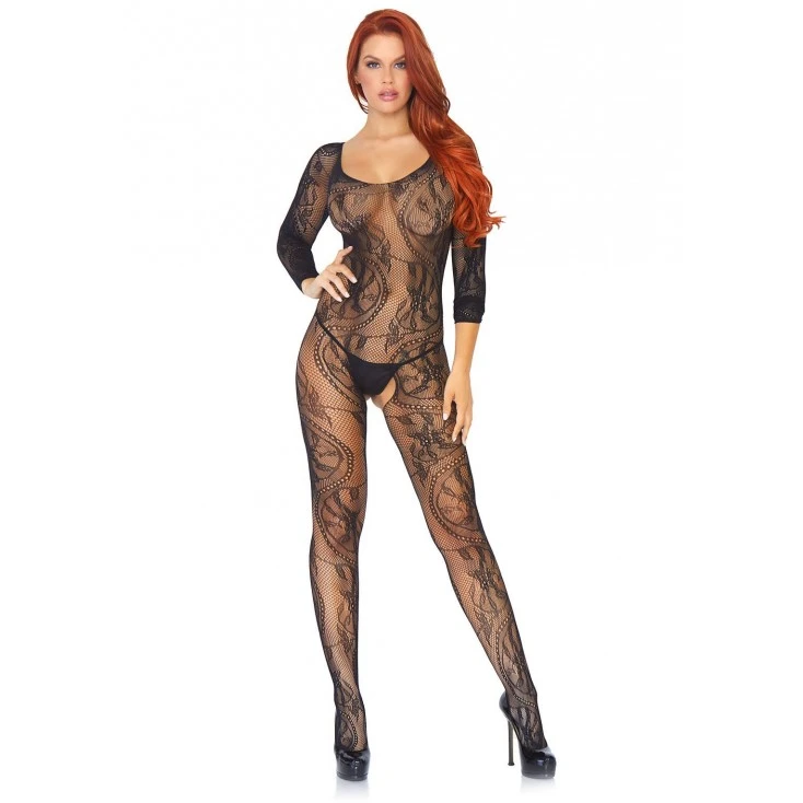 LEG AVENUE Bodystocking Résille Manches Longues 2 LEG AVENUE Bodystocking Résille Manches Longues – Image 2