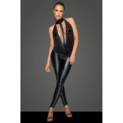 Combinaison Wetlook Col Cascade Et Harnais - Noir Handmade