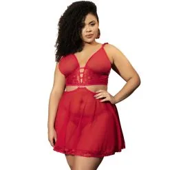 Ensemble 2 Pièces Convertible En Babydoll Rouge – Mapalé Lingerie -Sextoys boutique ensemble 2 pieces convertible en babydoll rouge mapale lingerie 4