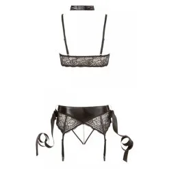 Cottelli Collection Ensemble 2 Pièces Dentelle Et Cuir Avec Menottes - Cottelli -Sextoys boutique ensemble 2 pieces dentelle et cuir avec menottes cottelli 3