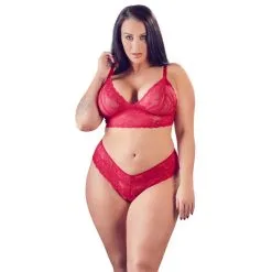 Ensemble Grande Taille Soutien-gorge & String Fendu - Cottelli Collection