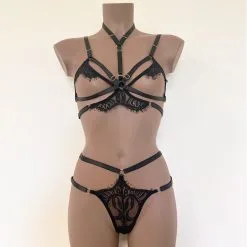 Collection Exclusive Paradise Boutik Ensemble Lingerie 3 Pièces Dentelle Et Brides Élastiques