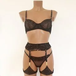 Collection Exclusive Paradise Boutik Ensemble Lingerie 5 Pièces En Dentelle Noire