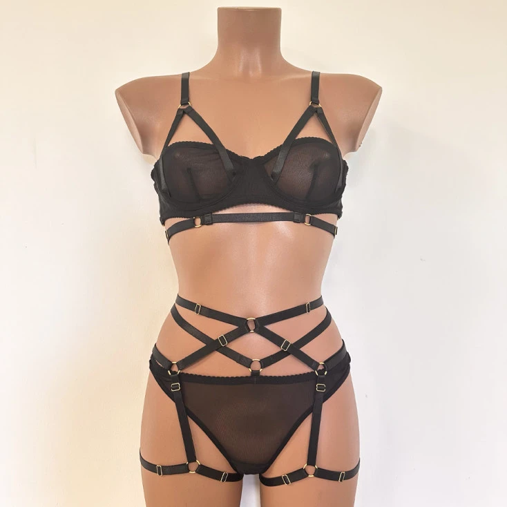 Collection Exclusive Paradise Boutik Ensemble Lingerie Bondage 3 Pièces Tulle Et Brides Élastiques 1 Collection Exclusive Paradise Boutik Ensemble Lingerie Bondage 3 Pièces Tulle Et Brides Élastiques