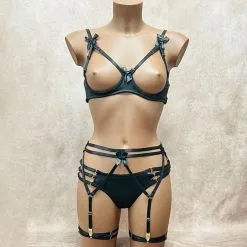 Collection Exclusive Paradise Boutik Ensemble Lingerie Ouverte 3 Pièces Avec Nœuds Et Jarretières -Sextoys boutique ensemble lingerie ouverte 3 pieces noeuds jarretieres 2