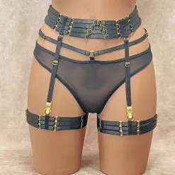 Collection Exclusive Paradise Boutik Ensemble Serre-Taille Avec Porte-Jarretelles, Jarretières Et Culotte Brides Extensibles
