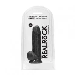Gode à Ventouse Dual Density Avec Testicules 13,6 Cm D'Insertion - RealRock -Sextoys boutique gode a ventouse dual density avec testicules 136 cm d insertion realrock 4