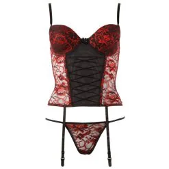 Guêpière Porte-jarretelles Et String - Cottelli Collection -Sextoys boutique gupire bonnet plein avec porte jarretelle et string 2