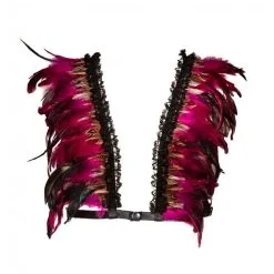 Collection Exclusive Paradise Boutik Harnais à Plumes Noir Et Rose