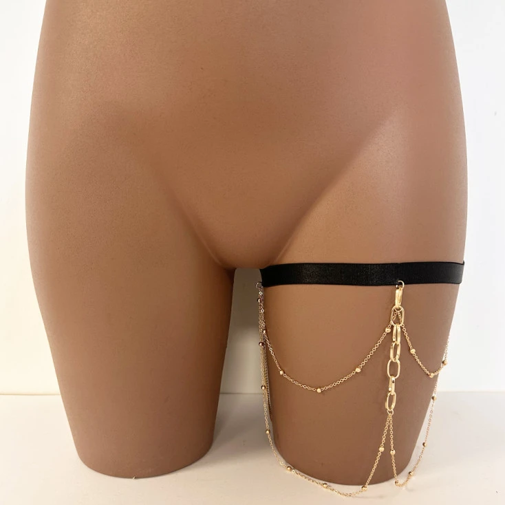 Collection Exclusive Paradise Boutik Jarretière Bijou Cascade De Chaînettes Dorées 3 Collection Exclusive Paradise Boutik Jarretière Bijou Cascade De Chaînettes Dorées – Image 3