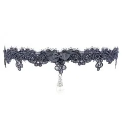 Jarretière Dentelle Grise Et Bijou 'Chapka' - Luxxa