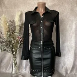 Jupe Zippée Simili & Clous - Prêt-à-Porter Paradise Boutik -Sextoys boutique jupe zippee simili clous pret a porter paradise boutik 2