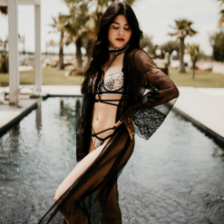 Kimono Long Tulle Et Dentelle – Eros Veneziani