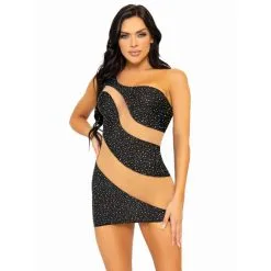 Mini Robe Asymétrique Et Strass - Leg Avenue