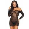 Mini Robe Dentelle Manches Longues Et Attache Cou - Leg Avenue