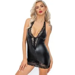 Mini Robe Dos Nu En Wetlook ‘Boudoir Stories’ – Noir Handmade