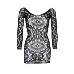 Mini Robe Manches Longues ‘Motifs Crochet’ – Leg Avenue -Sextoys boutique mini robe manches longues motifs crochet leg avenue 2