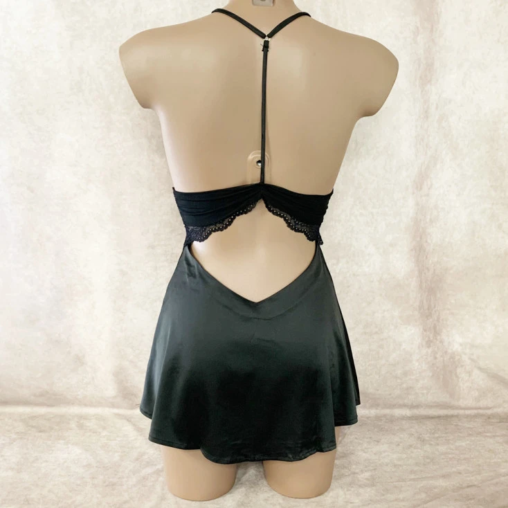 Nuisette Dos Nu En Dentelle Et Satin 2 Nuisette Dos Nu En Dentelle Et Satin – Image 2