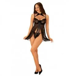 Obsessive Nuisette Tulle Et Dentelle Avec String Assorti – Obssessive -Sextoys boutique nuisette tulle et dentelle avec string assorti obssessive 4