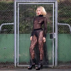 Pantalon Fluide Dentelle Et Reflets Argentés ‘Jun’ – Patrice Catanzaro -Sextoys boutique pantalon fluide dentelle reflets argentes jun patrice catanzaro 3