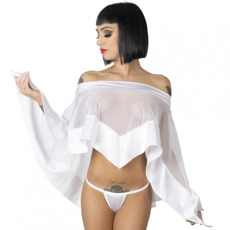 Poncho Satin Et Tulle – Eros Veneziani 2 Poncho Satin Et Tulle – Eros Veneziani – Image 2