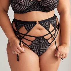 Porte-Jarretelles En Dentelle Graphique ‘Fizzy’ – Valege Lingerie -Sextoys boutique porte jarretelles en dentelle graphique fizzy valege lingerie 2