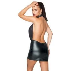 Robe Courte Décolletée Avec Harnais – Noir Handmade -Sextoys boutique robe 6