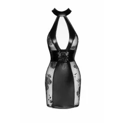 Robe Wetlook Corsetée & Velours Flocké Sur Tulle – Noir Handmade -Sextoys boutique robe wetlook corsetee velours flocke sur tulle noir handmade 3