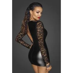 Robe Wetlook & Manches Longues En Dentelle – Noir Handmade -Sextoys boutique robe wetlook manches longues en dentelle noir handmade 2