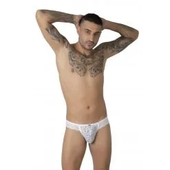 Slip Brésilien En Dentelle Blanche - Eros Veneziani