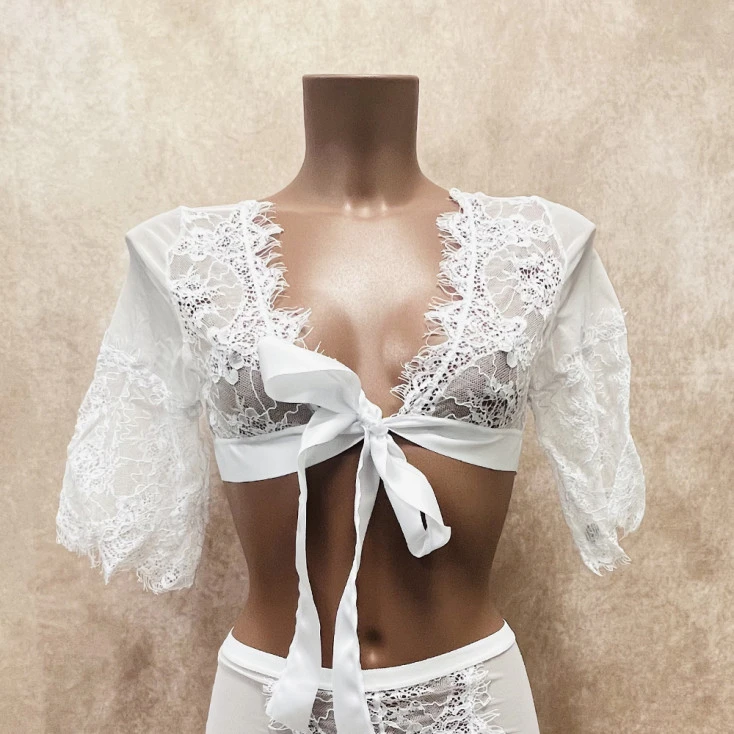 Top Dentelle à Cils à Nouer - Eros Veneziani 3 Top Dentelle à Cils à Nouer - Eros Veneziani – Image 3