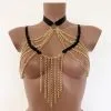Collection Exclusive Paradise Boutik Top Harnais Ouvert Avec Bijoux Chaînettes